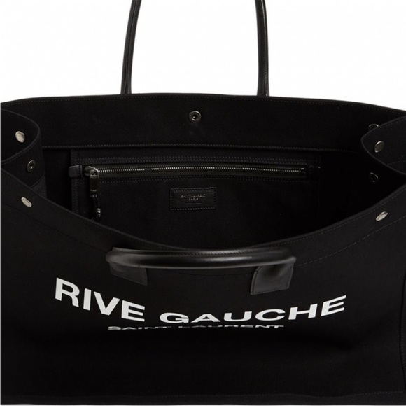 SAINT LAURENT Rive Gauche logo printed canvas tote - Picture 3 of 5